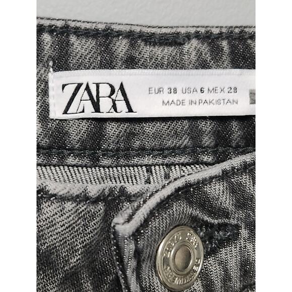 Zara Black Jeans Women's Size 6 Straight Leg Button Fly Baggy Goth Grunge NWOT - Picture 3 of 4